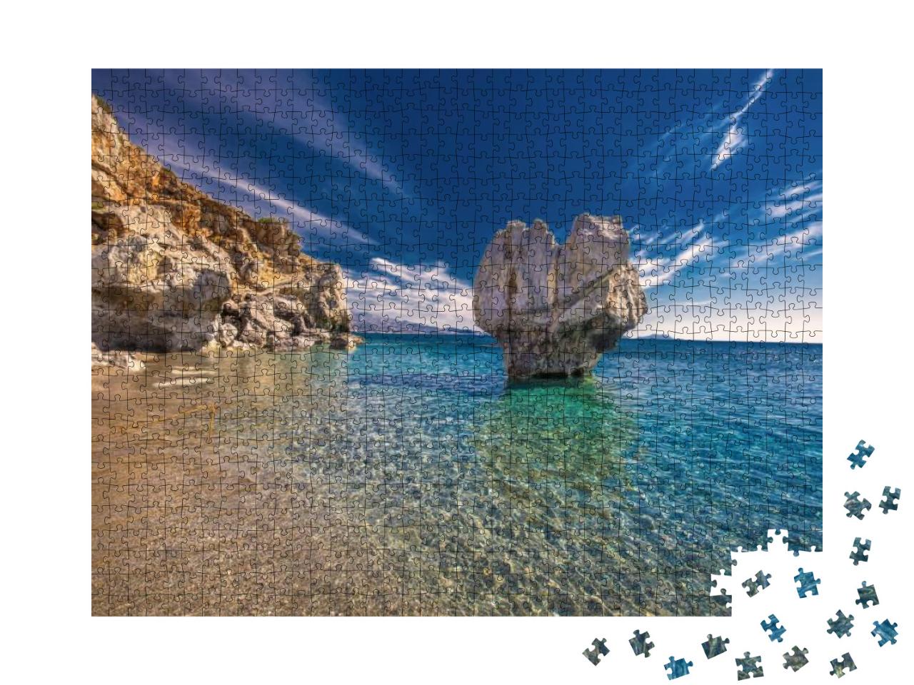 Preveli Beach on Crete Island with Azure Clear Water, Gre... Jigsaw Puzzle with 1000 pieces