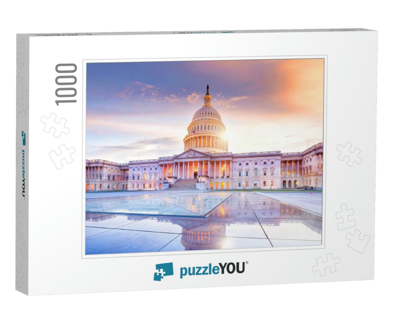 The United States Capitol Building with the Dome Lit Up A... Jigsaw Puzzle with 1000 pieces