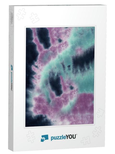 Tie Dye Navy Teal 2 Color Cloud... Jigsaw Puzzle