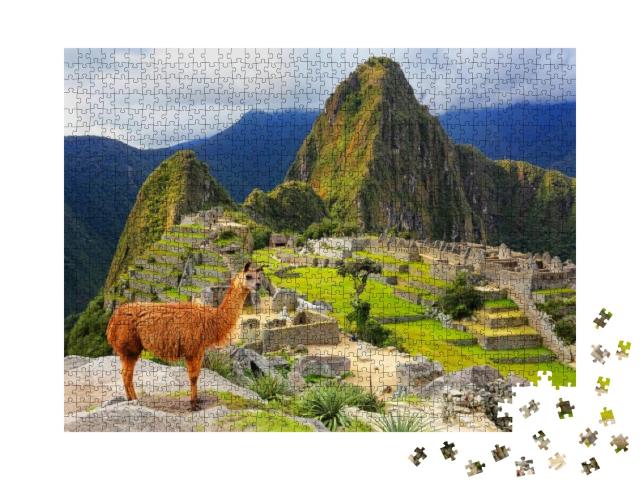 Llama Standing At Machu Picchu Overlook in Peru. in 2007... Jigsaw Puzzle with 1000 pieces