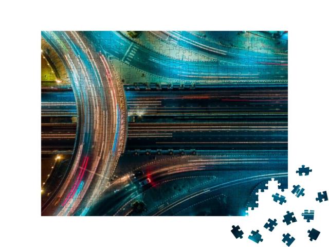 Expressway Top View, Road Traffic an Important Infrastruc... Jigsaw Puzzle with 500 pieces