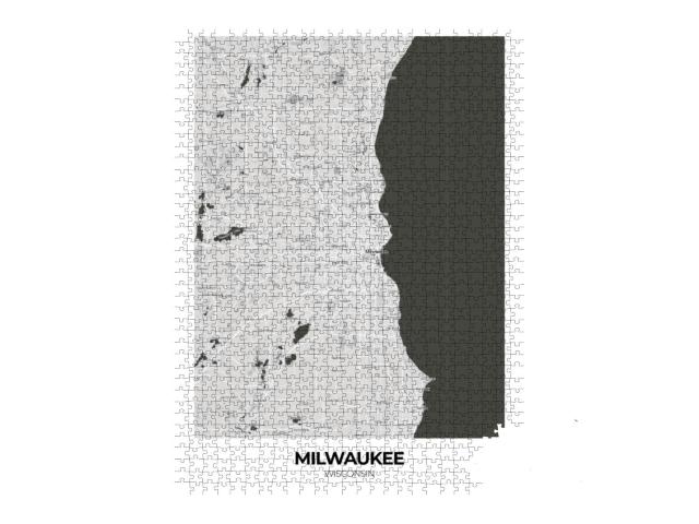 Poster Milwaukee - Wisconsin Map. Road Map. Illustration... Jigsaw Puzzle with 1000 pieces