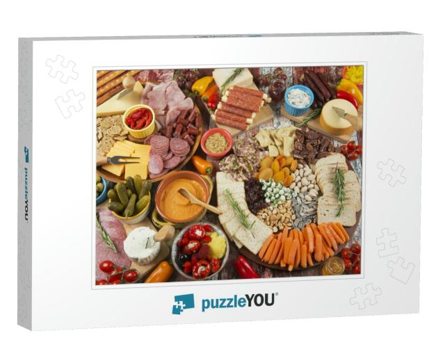 Assortment of Charcuterie Boards Photo Collage Jigsaw Puzzle
