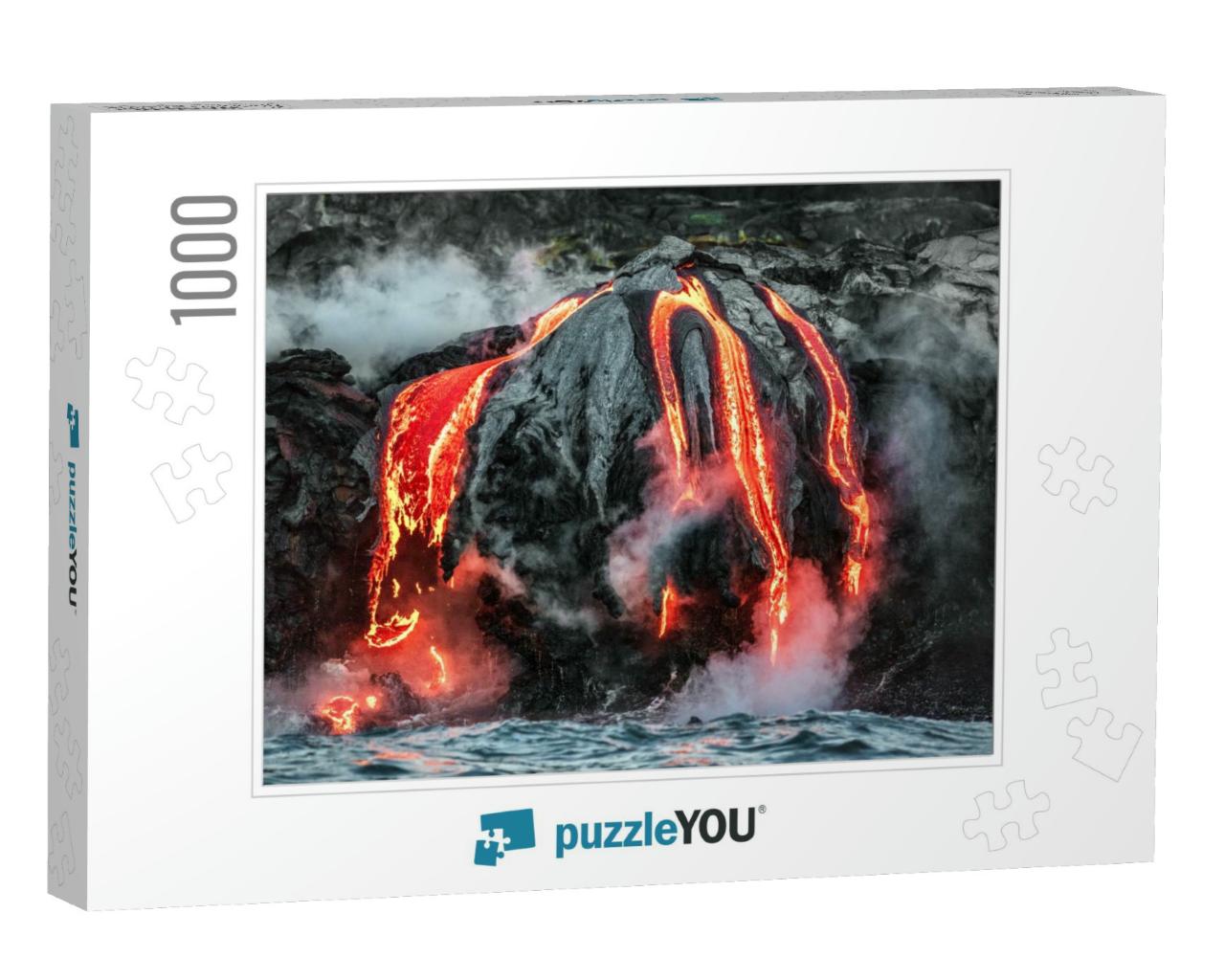 Hawaii Lava Flow Entering the Ocean on Big Island from Ki... Jigsaw Puzzle with 1000 pieces