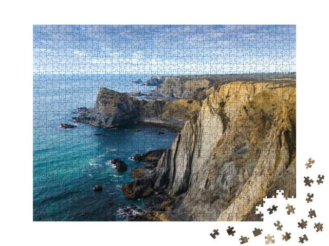 Atlantic Ocean Rocky Coastline Near Arrifana. Vicentina C... Jigsaw Puzzle with 1000 pieces