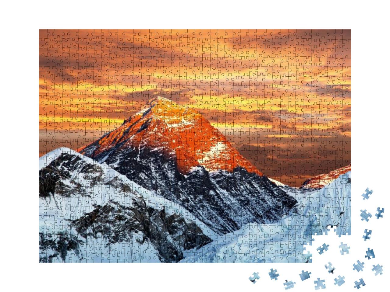 Evening Colored View of Mount Everest from Kala Patthar... Jigsaw Puzzle with 1000 pieces