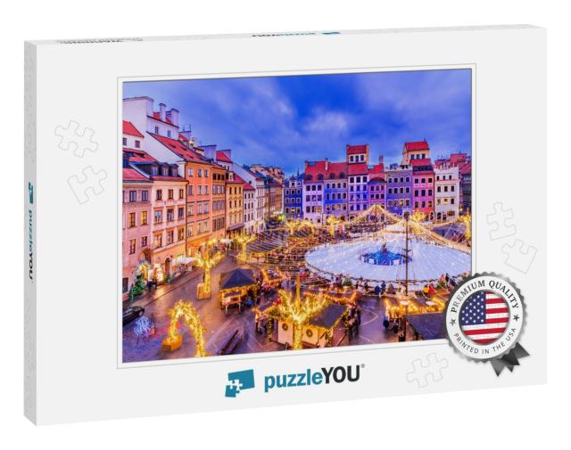 Warsaw, Poland - Skating Rink in the Old Town Square & Ch... Jigsaw Puzzle
