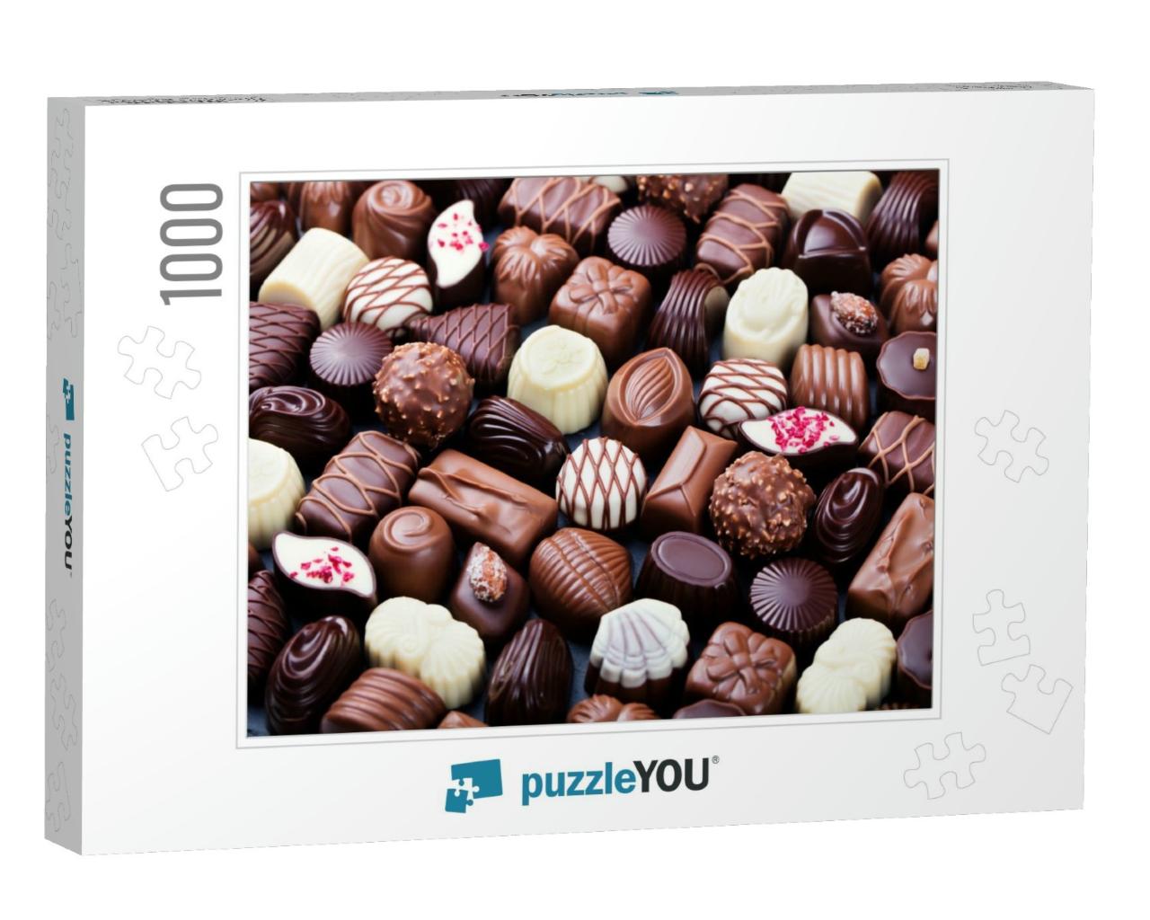Assortment of Fine Chocolate Candies, White, Dark & Milk... Jigsaw Puzzle with 1000 pieces