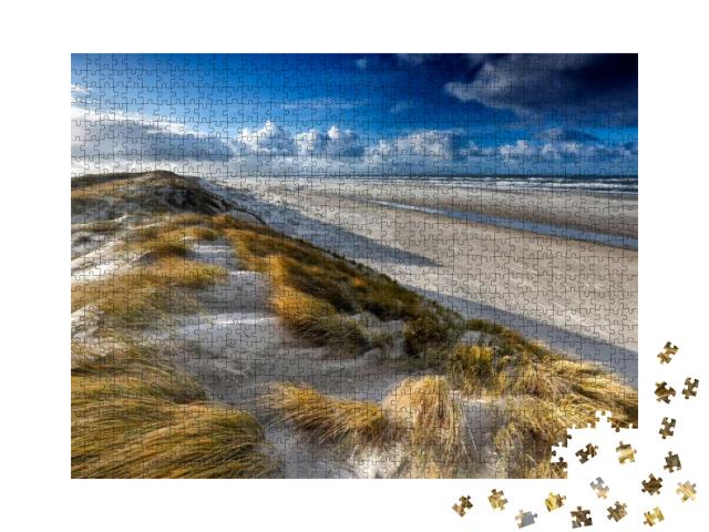 View from Sand Dune on North Sea Coast, Texel, Netherland... Jigsaw Puzzle with 1000 pieces