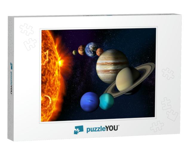 Sun & the Planets of Our Solar System on Starry Space Bac... Jigsaw Puzzle