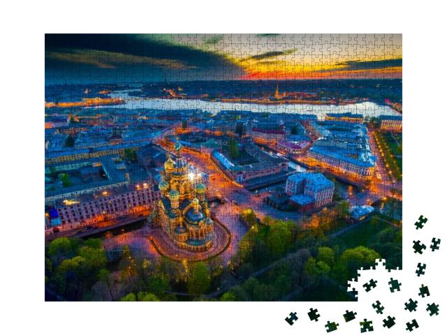 Savior on Spilled Blood. Panorama of St. Petersburg. Nigh... Jigsaw Puzzle with 1000 pieces