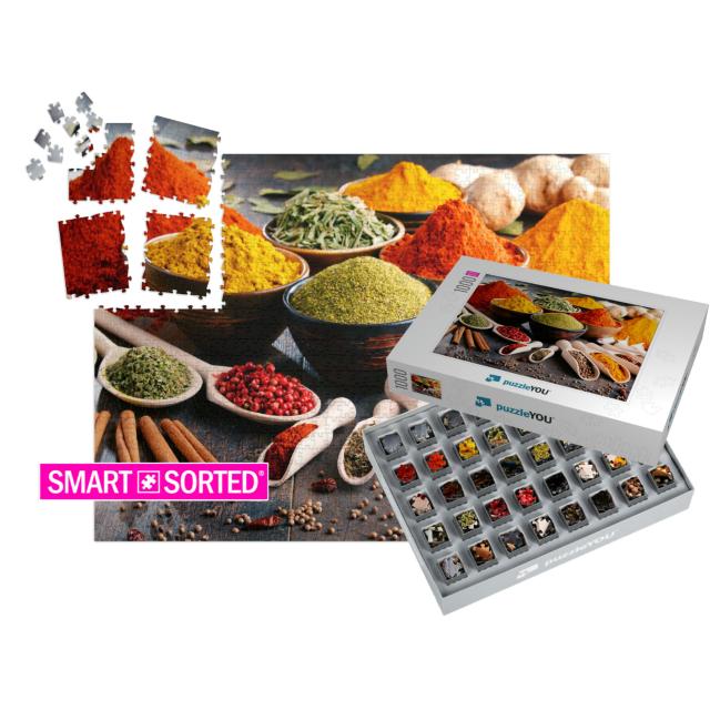 Variety of Spices & Herbs on Kitchen Table... | SMART SORTED® | Jigsaw Puzzle with 1000 pieces