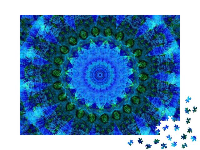 An Electric Blue Mandala. the Mandala is in a Circle Patt... Jigsaw Puzzle with 1000 pieces