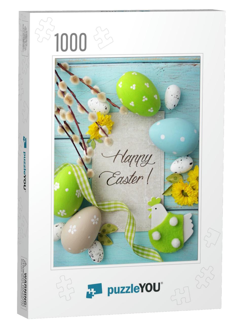 Colorful Easter Eggs & Spring Flowers... Jigsaw Puzzle with 1000 pieces