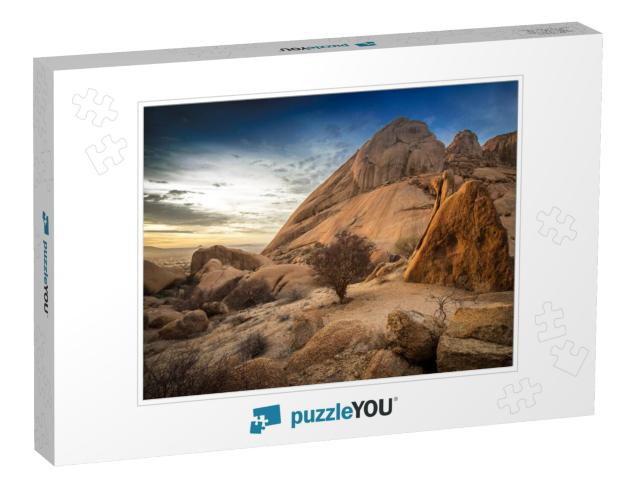 Sunset with Clouds Over Spitzkoppe, Namibia... Jigsaw Puzzle