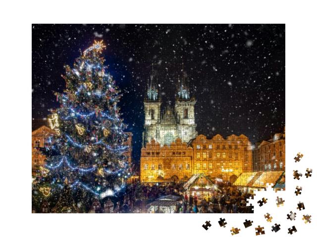 Beautiful View to the Old Town Square of Prague During Ni... Jigsaw Puzzle with 1000 pieces