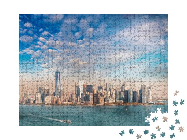 Downtown Manhattan At Sunset as Seen from Ellis Island, P... Jigsaw Puzzle with 1000 pieces