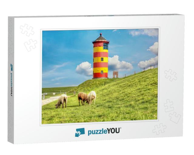 Sheep in Front of the Pilsum Lighthouse on the North Sea... Jigsaw Puzzle