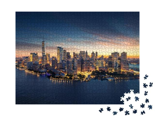 New York City Panorama Skyline At Sunrise. Manhattan Offi... Jigsaw Puzzle with 1000 pieces
