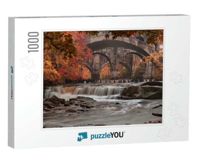 Berea Fall with Autumn Color in the Rocky River Reservati... Jigsaw Puzzle with 1000 pieces