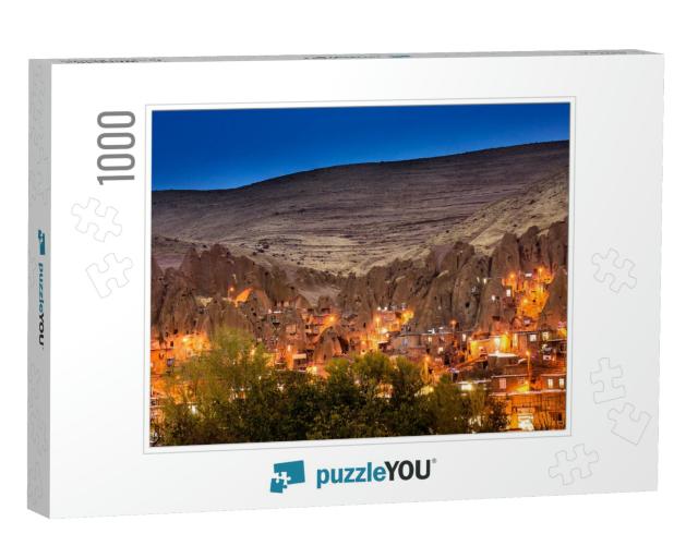 Cityscape Image of Kandovan Village During Twilight Blue... Jigsaw Puzzle with 1000 pieces