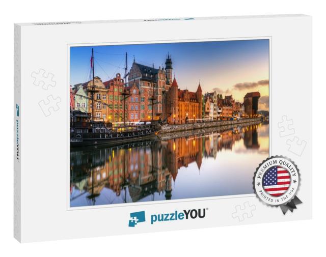Gdansk with Beautiful Old Town Over Motlawa River At Sunr... Jigsaw Puzzle