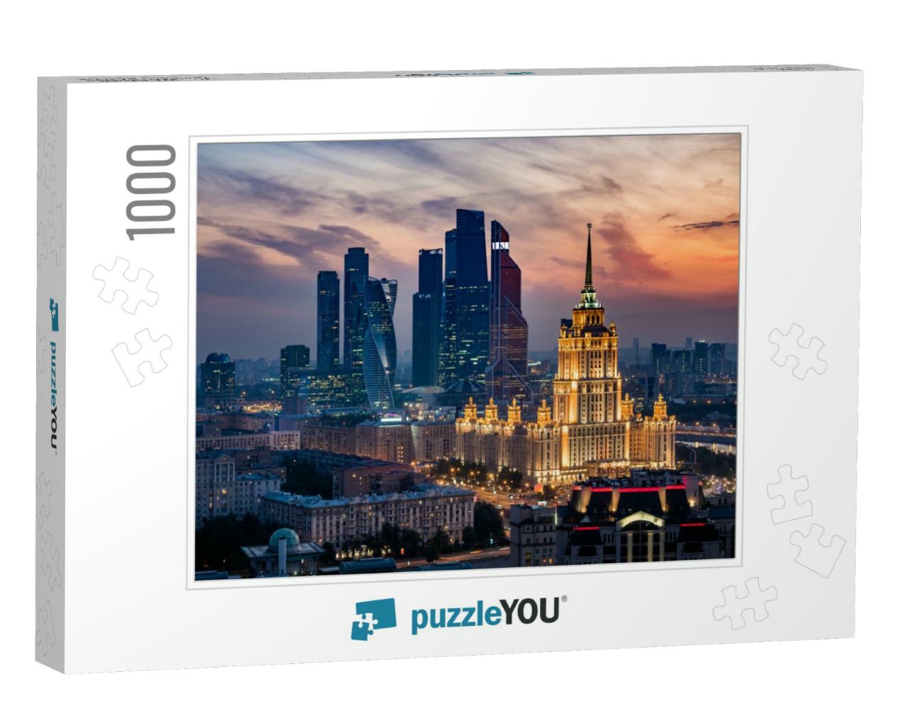 Aerial View of Moscow City Skyline At Sunset Showing Arch... Jigsaw Puzzle with 1000 pieces