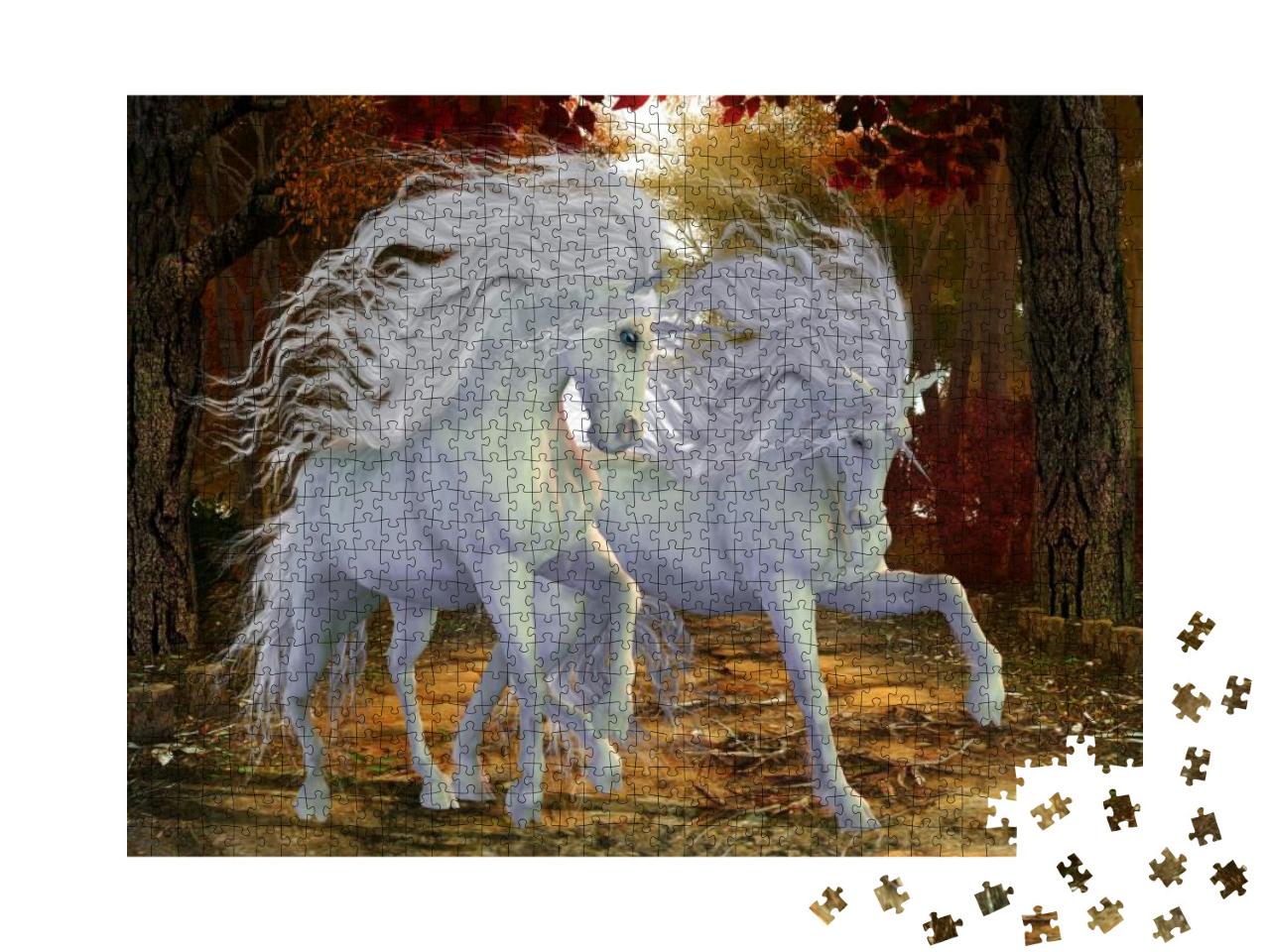 Unicorn Brothers - Beautiful Magical Unicorn Stags Prance... Jigsaw Puzzle with 1000 pieces