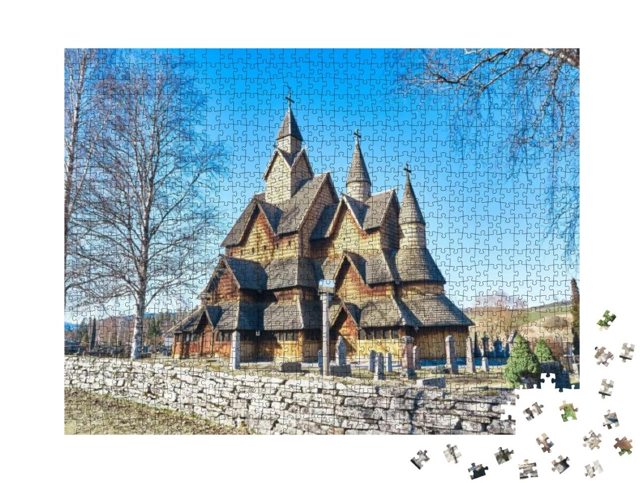 The Old Heddal Stave Church in Telemark, Norway. Stave Ch... Jigsaw Puzzle with 1000 pieces