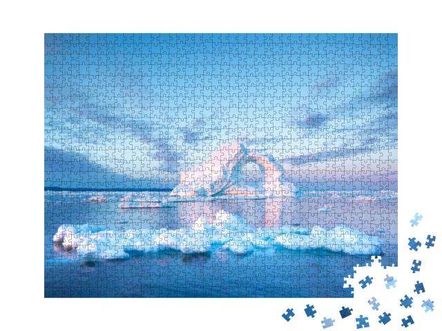 Photogenic & Intricate Iceberg with a Hole Under an Inter... Jigsaw Puzzle with 1000 pieces