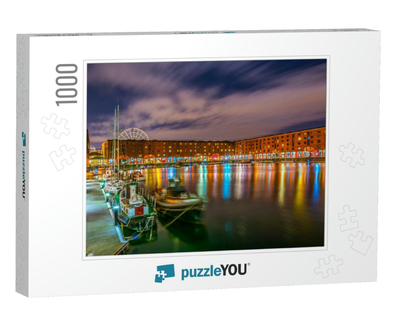 Night View of Illuminated Albert Dock in Liverpool, Engla... Jigsaw Puzzle with 1000 pieces