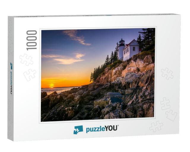 Bass Harbor Lighthouse At Sunset, in Acadia National Park... Jigsaw Puzzle with 1000 pieces