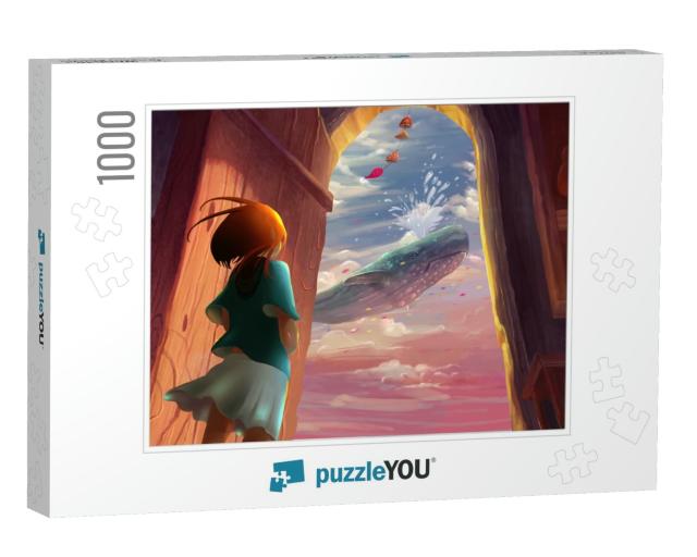 Illustration that Day When the Girl Opened the Door, She... Jigsaw Puzzle with 1000 pieces