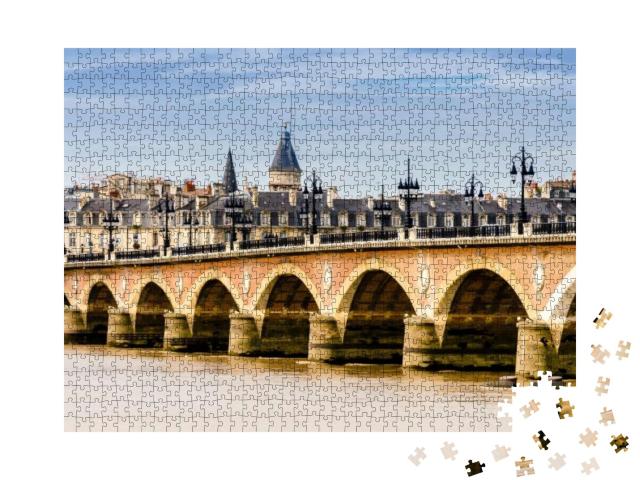 Bridge & Cityscape of Bordeaux, France Across the Garonne... Jigsaw Puzzle with 1000 pieces