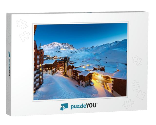 Panorama of Famous Val Thorens in French Alps by Night, V... Jigsaw Puzzle