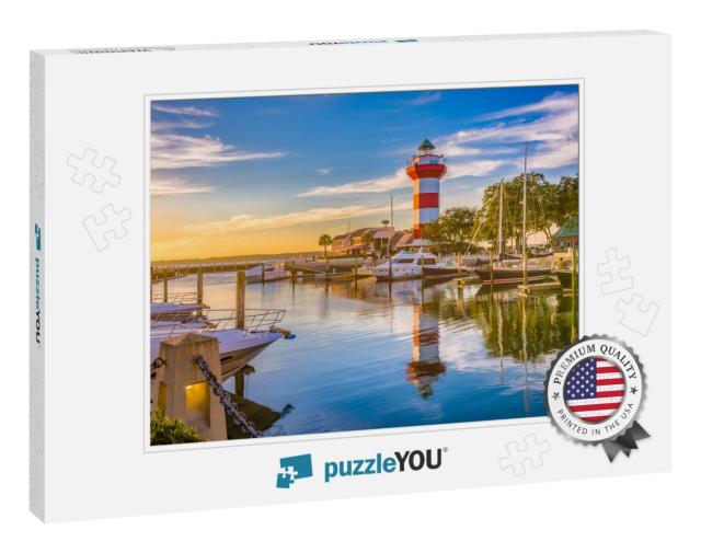 Hilton Head, South Carolina, Lighthouse At Dusk... Jigsaw Puzzle