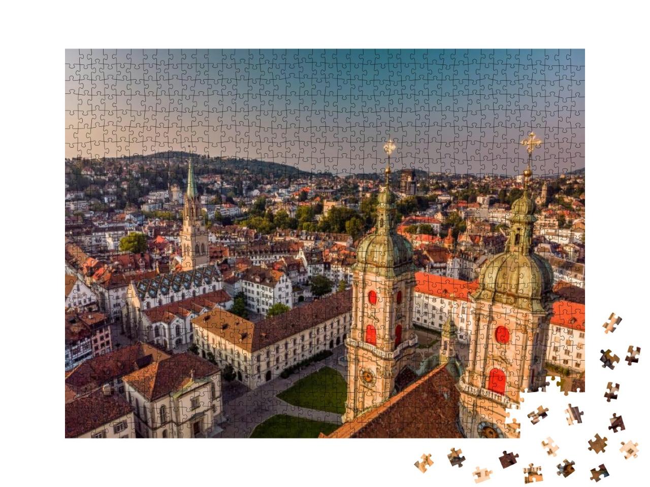 Beautiful Aerial View of St. Gallen Cityscape Skyline, Ab... Jigsaw Puzzle with 1000 pieces