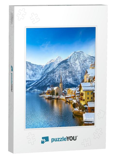 Classic Postcard View of Famous Hallstatt Lakeside Town i... Jigsaw Puzzle