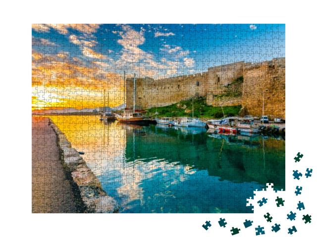 Kyrenia Old Harbor & Castle View in Northern Cyprus. Kyre... Jigsaw Puzzle with 1000 pieces