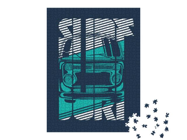 Vector Illustration of a Surfing Car. Stylish Design Prin... Jigsaw Puzzle with 1000 pieces