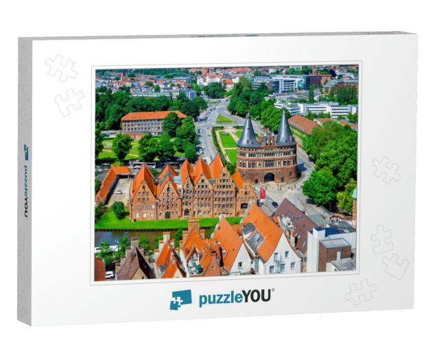 View of the Historic Town of Lubeck with Famous Holstento... Jigsaw Puzzle