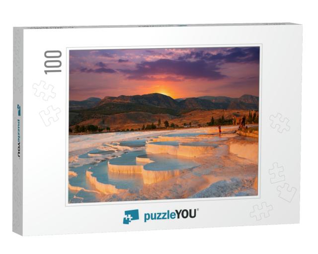 Beautiful Sunrise & Natural Travertine Pools & Terraces i... Jigsaw Puzzle with 100 pieces