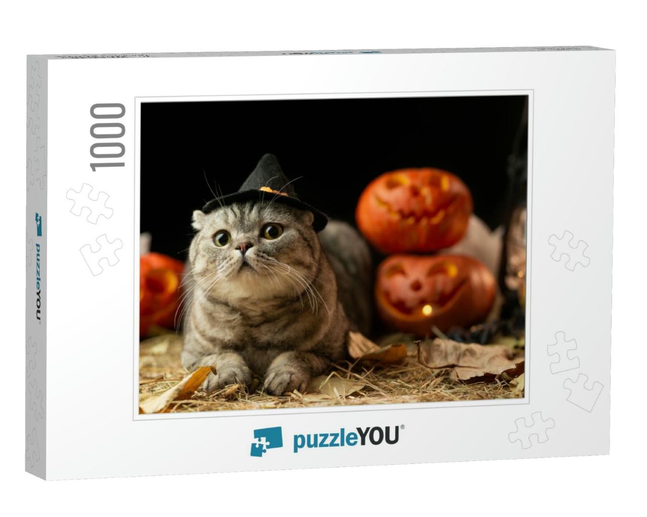 Halloween Cat with Hat... Jigsaw Puzzle with 1000 pieces