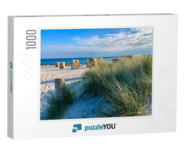 View of the Sandy Beach, Traditional North German Beach C... Jigsaw Puzzle with 1000 pieces