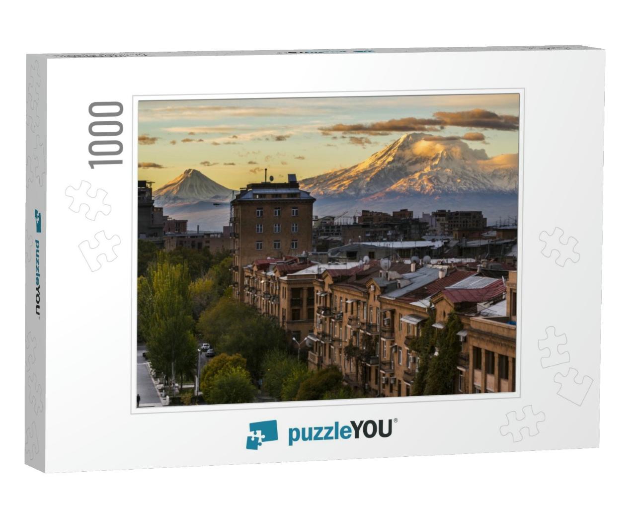 Yerevan City View with Majestic Ararat Mountain in the Ba... Jigsaw Puzzle with 1000 pieces