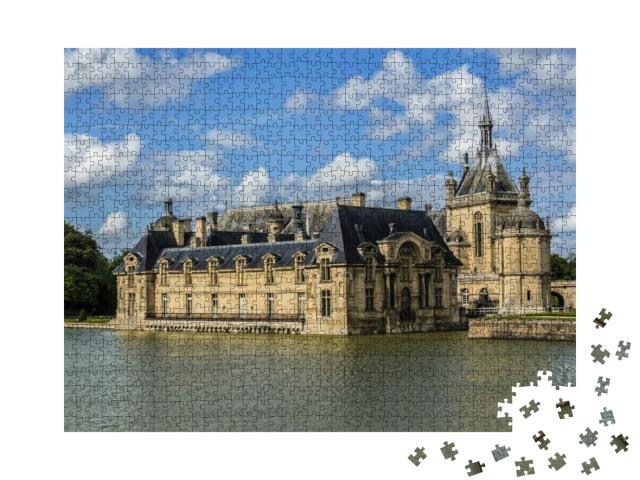 External View of Famous Chateau De Chantilly Castle, 156... Jigsaw Puzzle with 1000 pieces