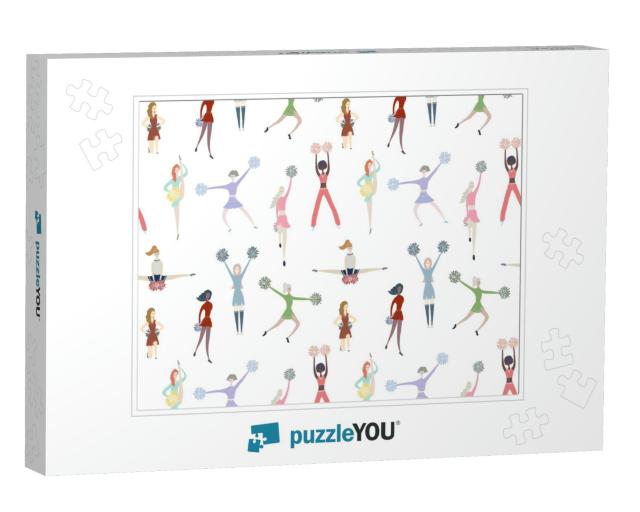 Cheerleader Girls Colorful Seamless Pattern... Jigsaw Puzzle