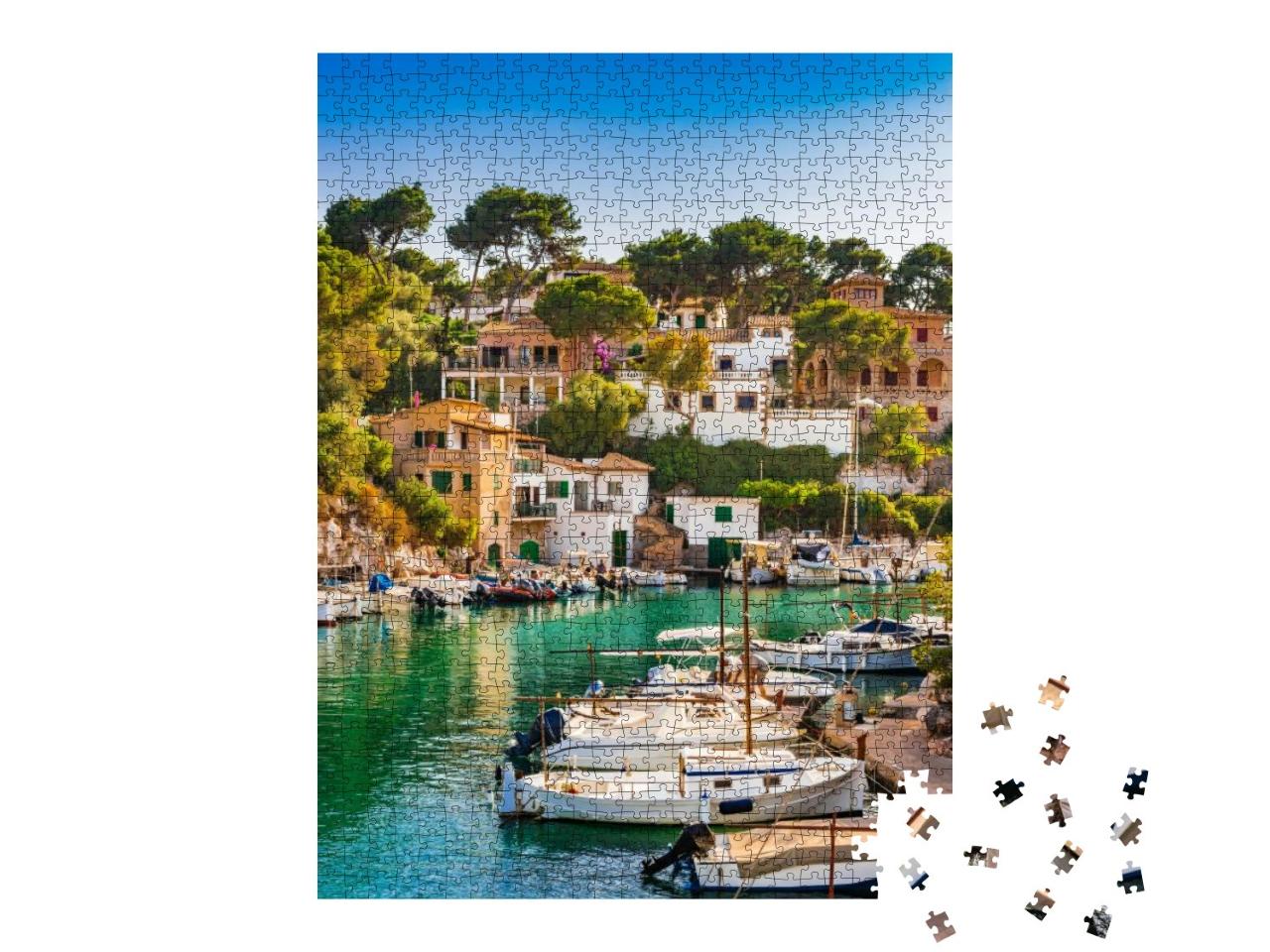 Spain Majorca, Idyllic View of the Old Fishing Port Villa... Jigsaw Puzzle with 1000 pieces