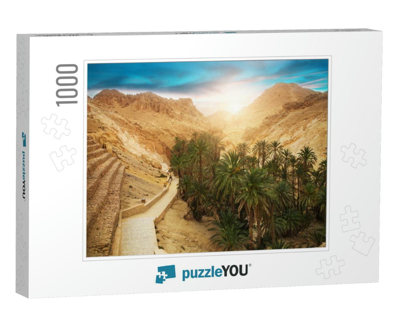 View of Mountain Oasis Chebika, Sahara Desert, Tunisia, A... Jigsaw Puzzle with 1000 pieces