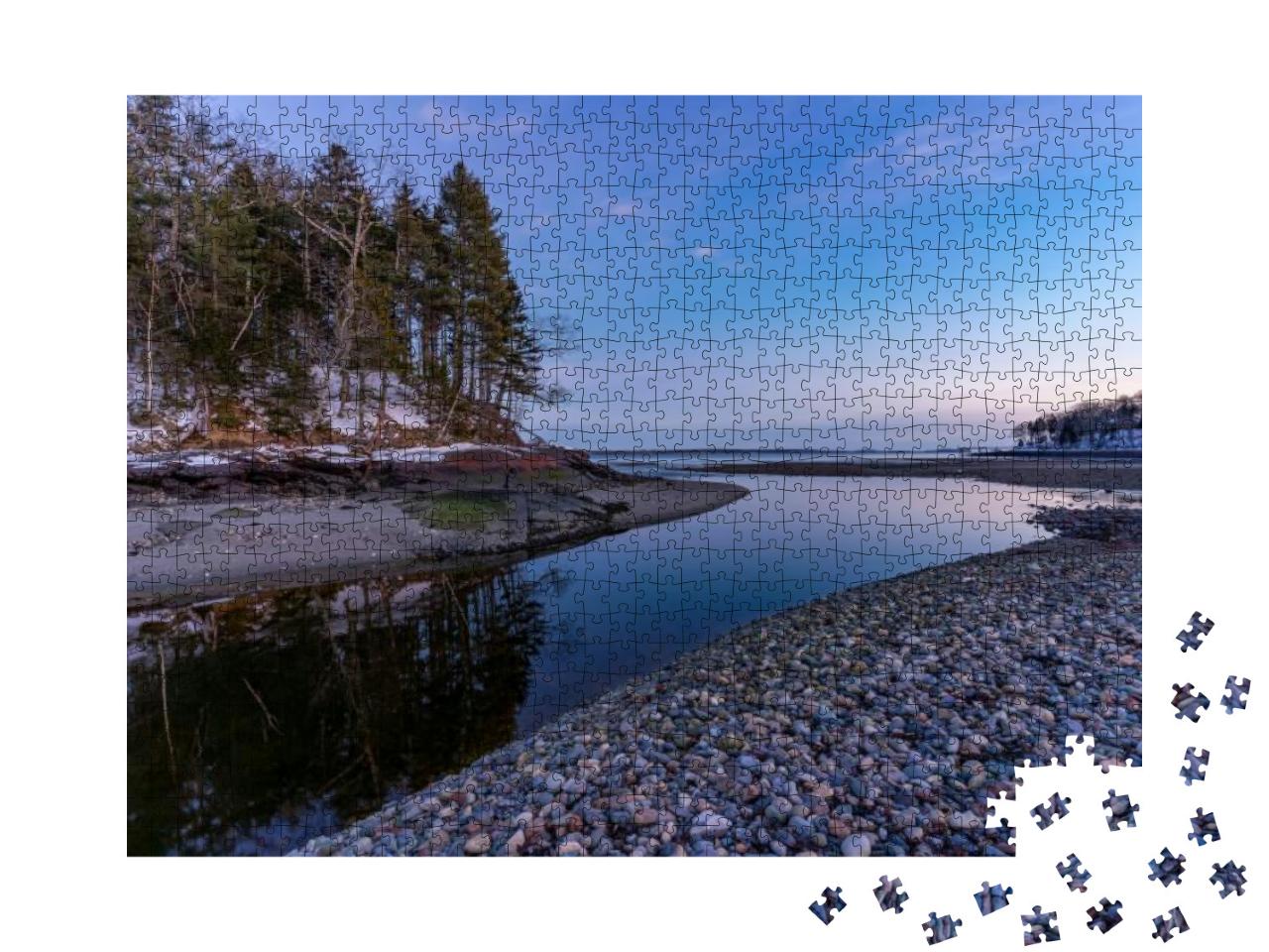 Tidal River in Maine At Low Tide During Sunset... Jigsaw Puzzle with 1000 pieces